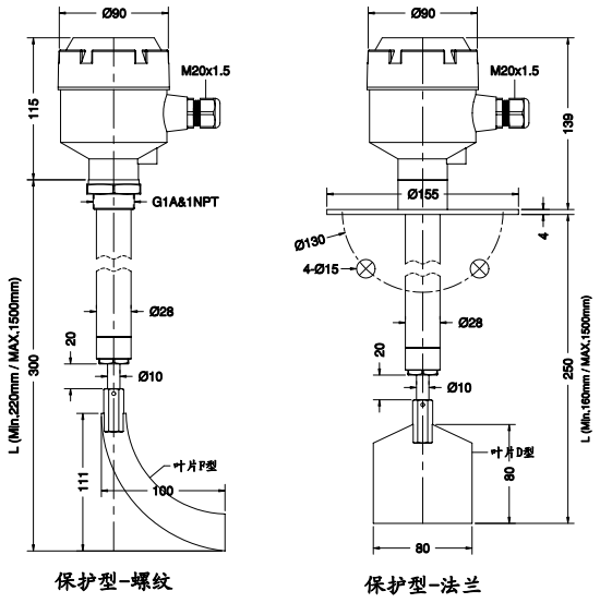 Spin-11P保護型阻旋料位開關(guān)尺寸